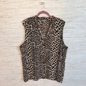 Roz & Ali Leopard Print Blouse | SIZE 3X